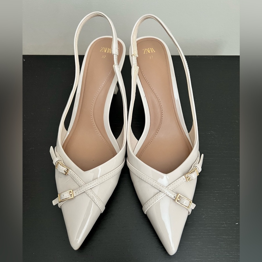 Zara Cream Slingback Heels